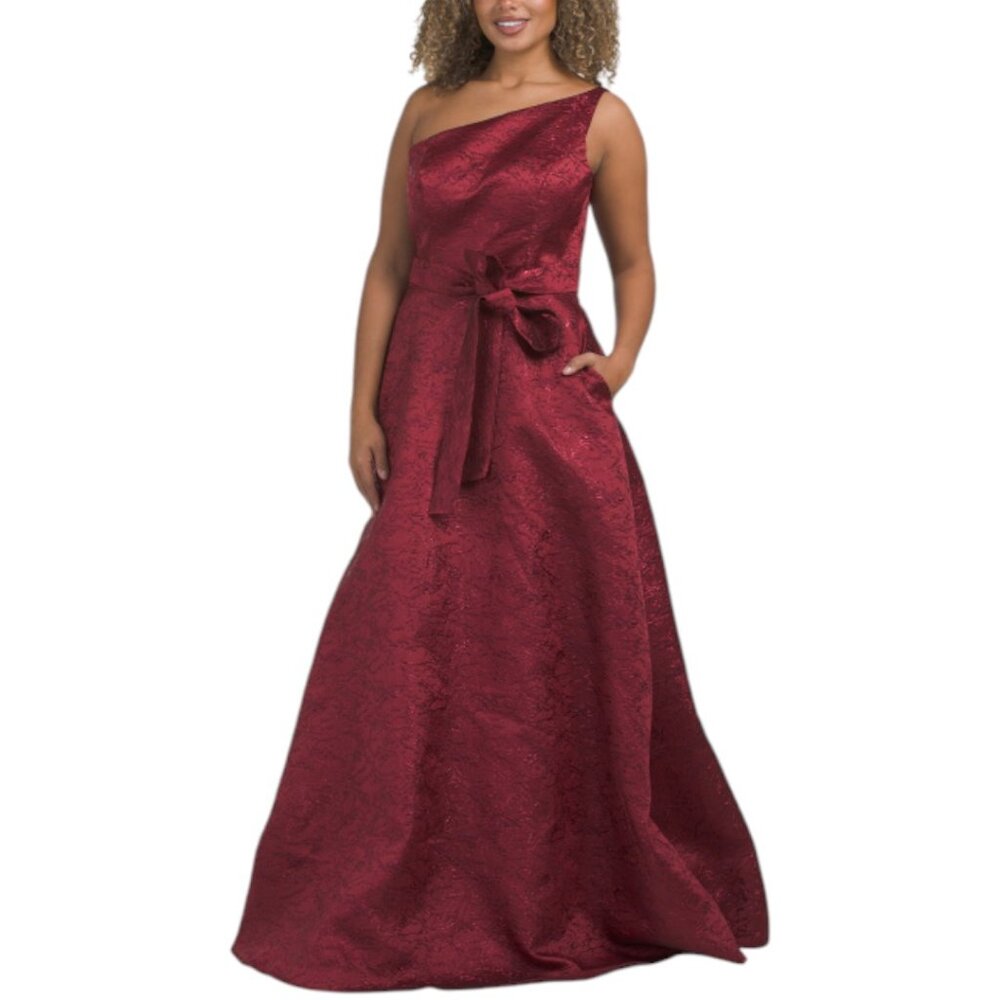RENE BY RENE RUIZ One Shoulder Brochade Gown With Belt